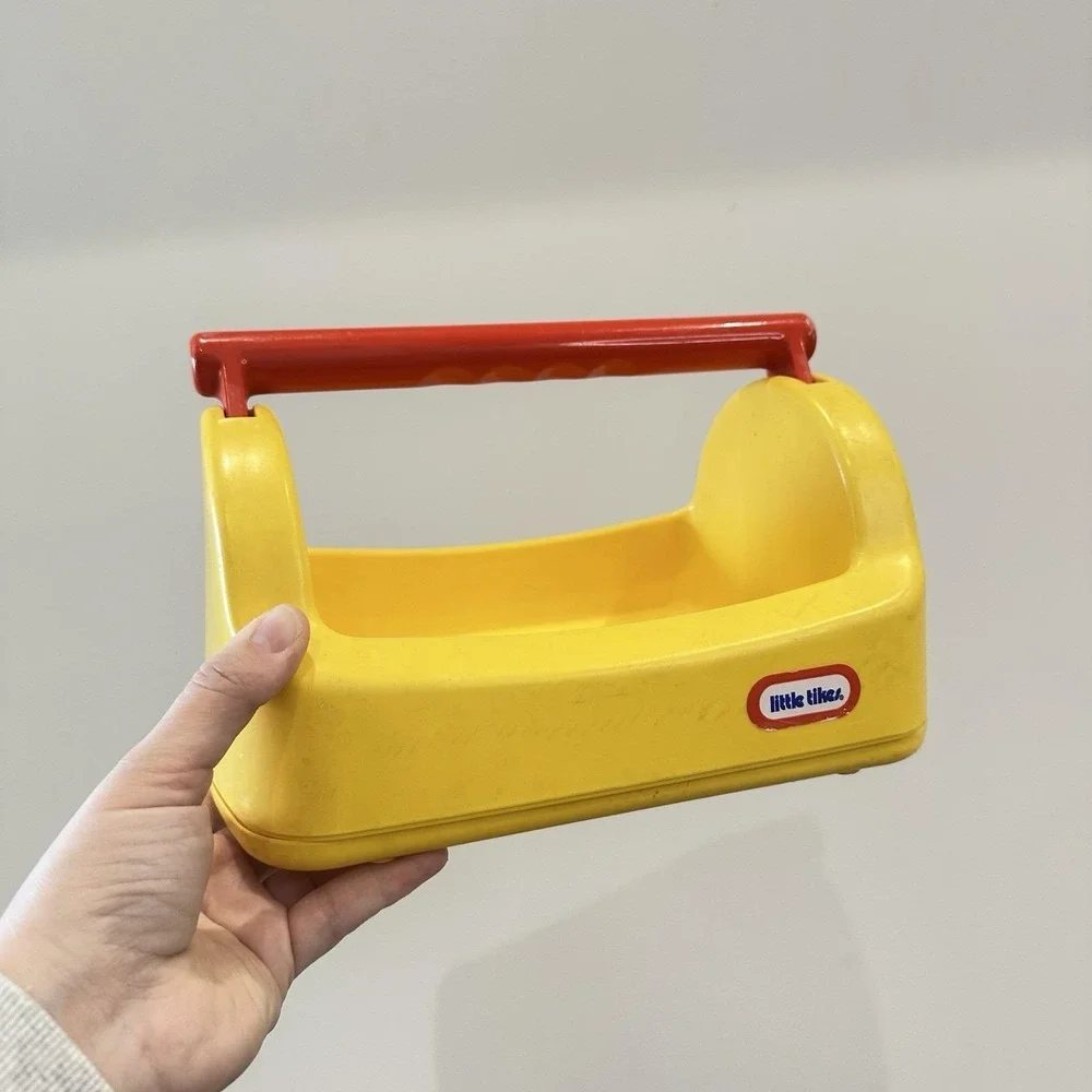 VTG Little Tikes My First‎ Toolbox Carrier Only Yellow Plastic Red Handle 10x8x7